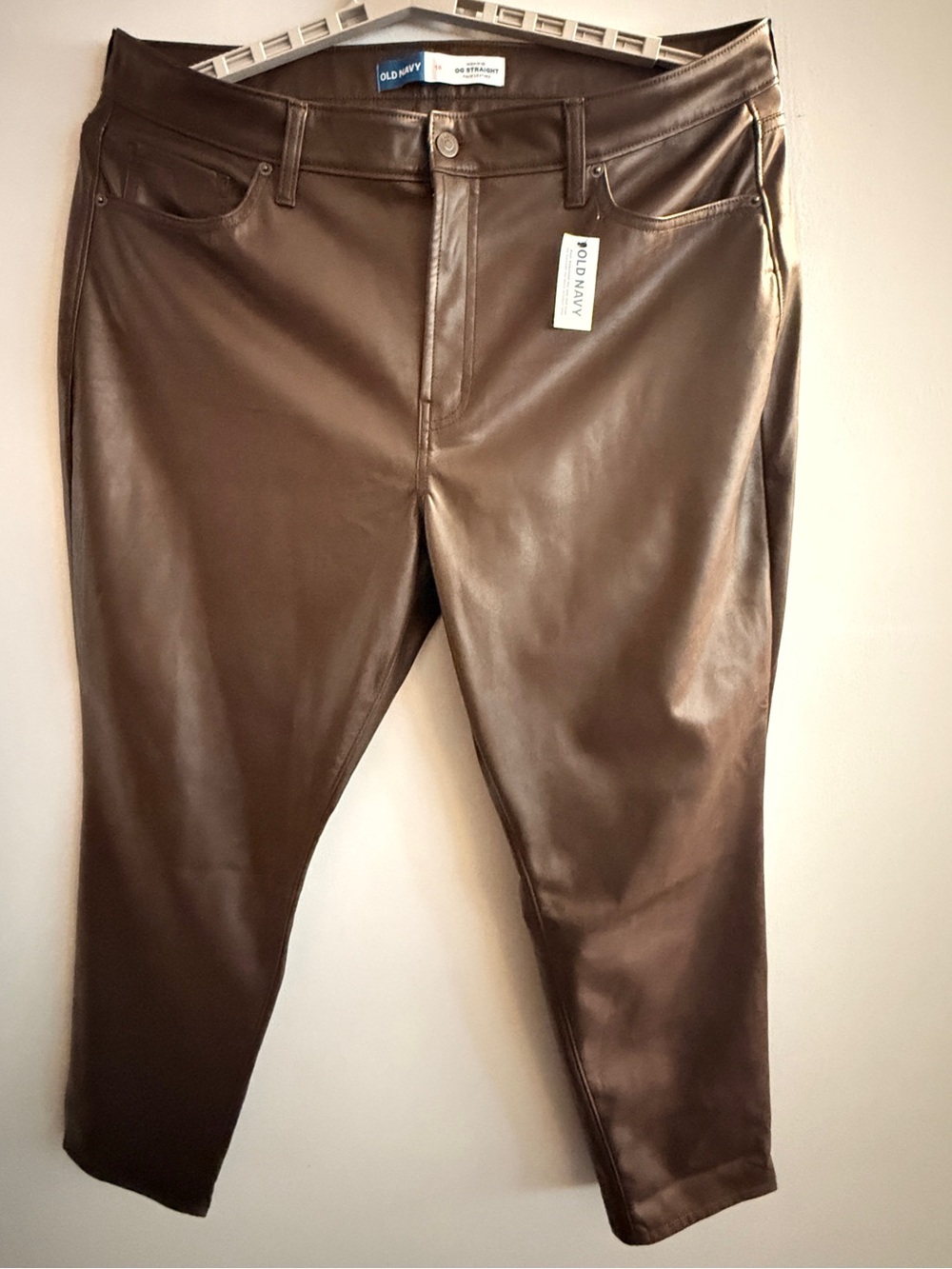 Old Navy Brown Faux Leather Ankle Jeans NWT